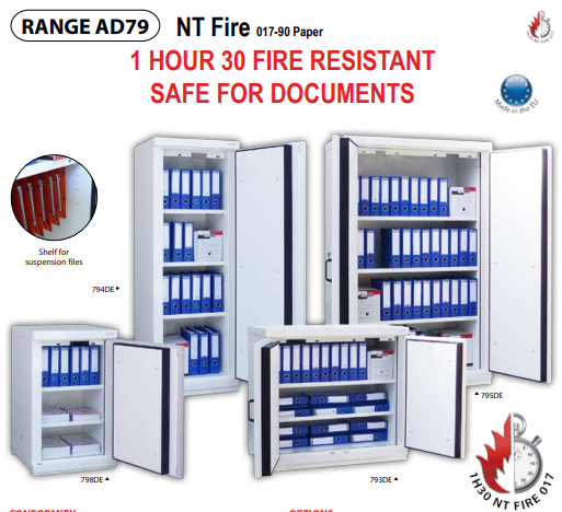 Tủ an toàn đựng hồ sơ chống cháy 1 giờ 30 phút Range AD79 hãng ECOSAFE